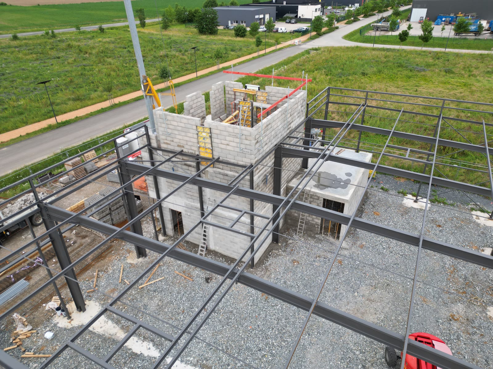 Structure béton et noyau, vue de drone