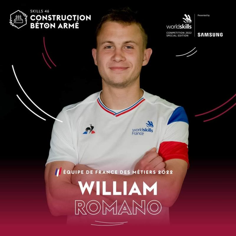 William Romano, Équipe de France des métiers — WorldSkills construction béton armé 2022